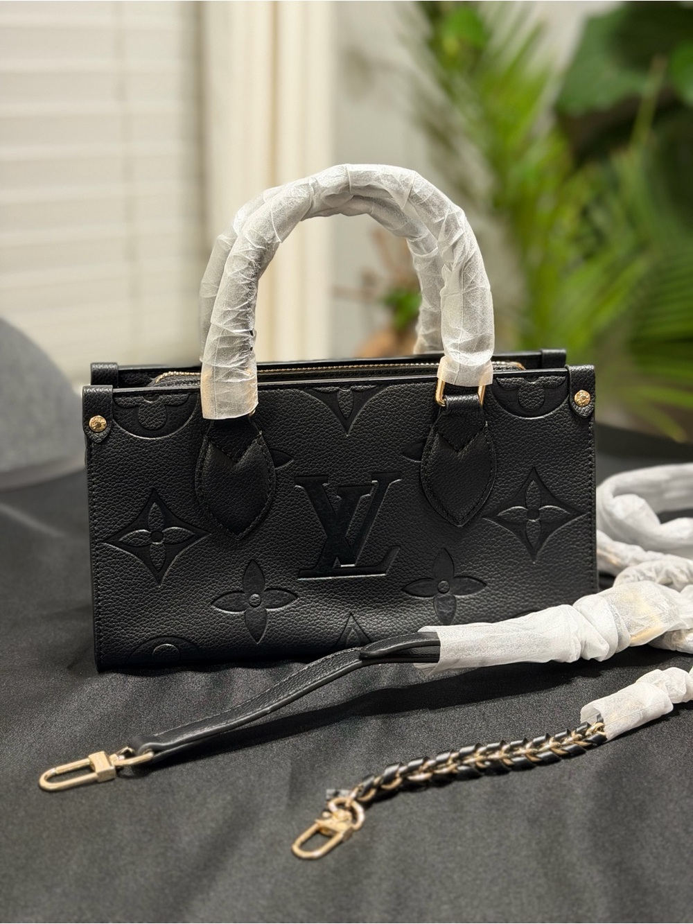 Louis Vuitton Black Embossed Monogram Top-Handle Satchel